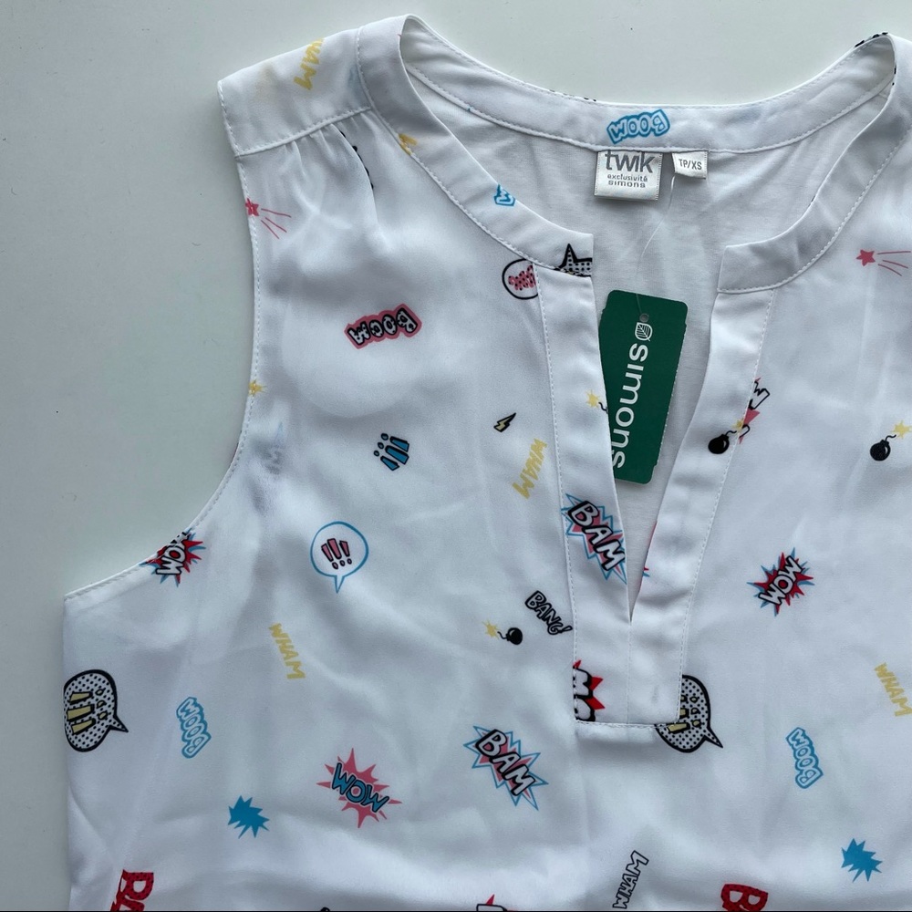 NWT Twik Comic Book Sleeveless Blouse